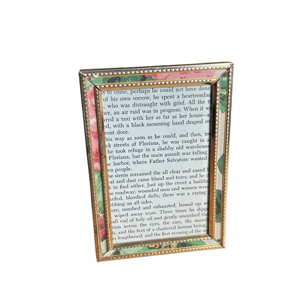 Vintage 90s Floral Print Picture Frame, 3x4 Photo, Metal Frame